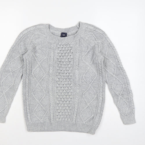 GAP Women’s Grey XS Cable-Knit Cotton Crew Neck Jumper
