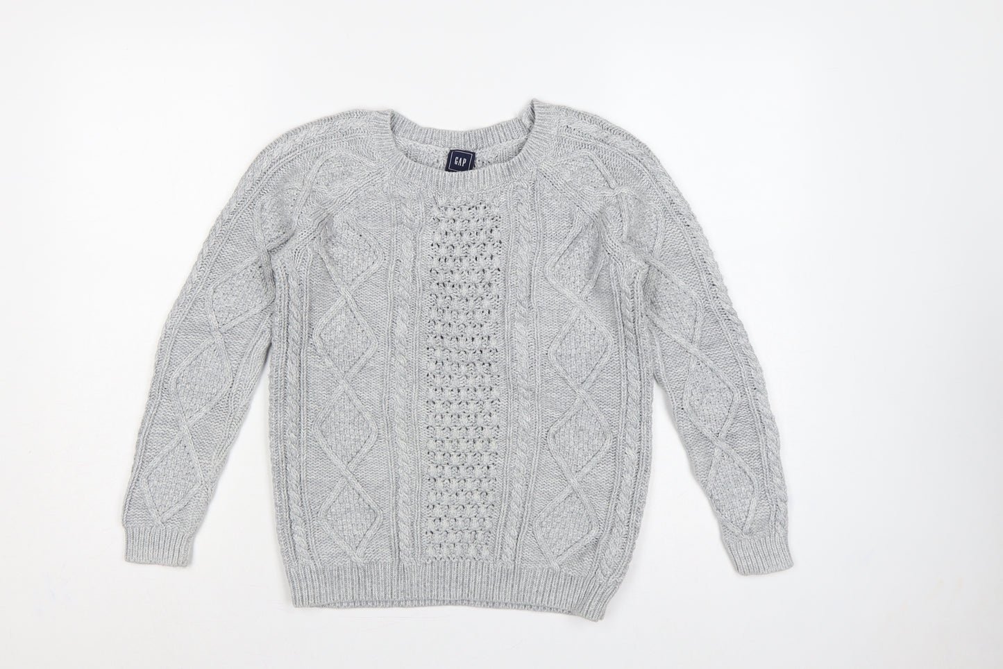 GAP Women’s Grey XS Cable-Knit Cotton Crew Neck Jumper