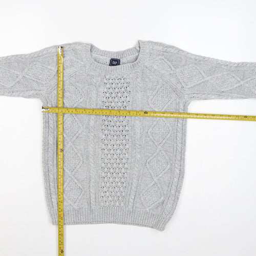 GAP Women’s Grey XS Cable-Knit Cotton Crew Neck Jumper