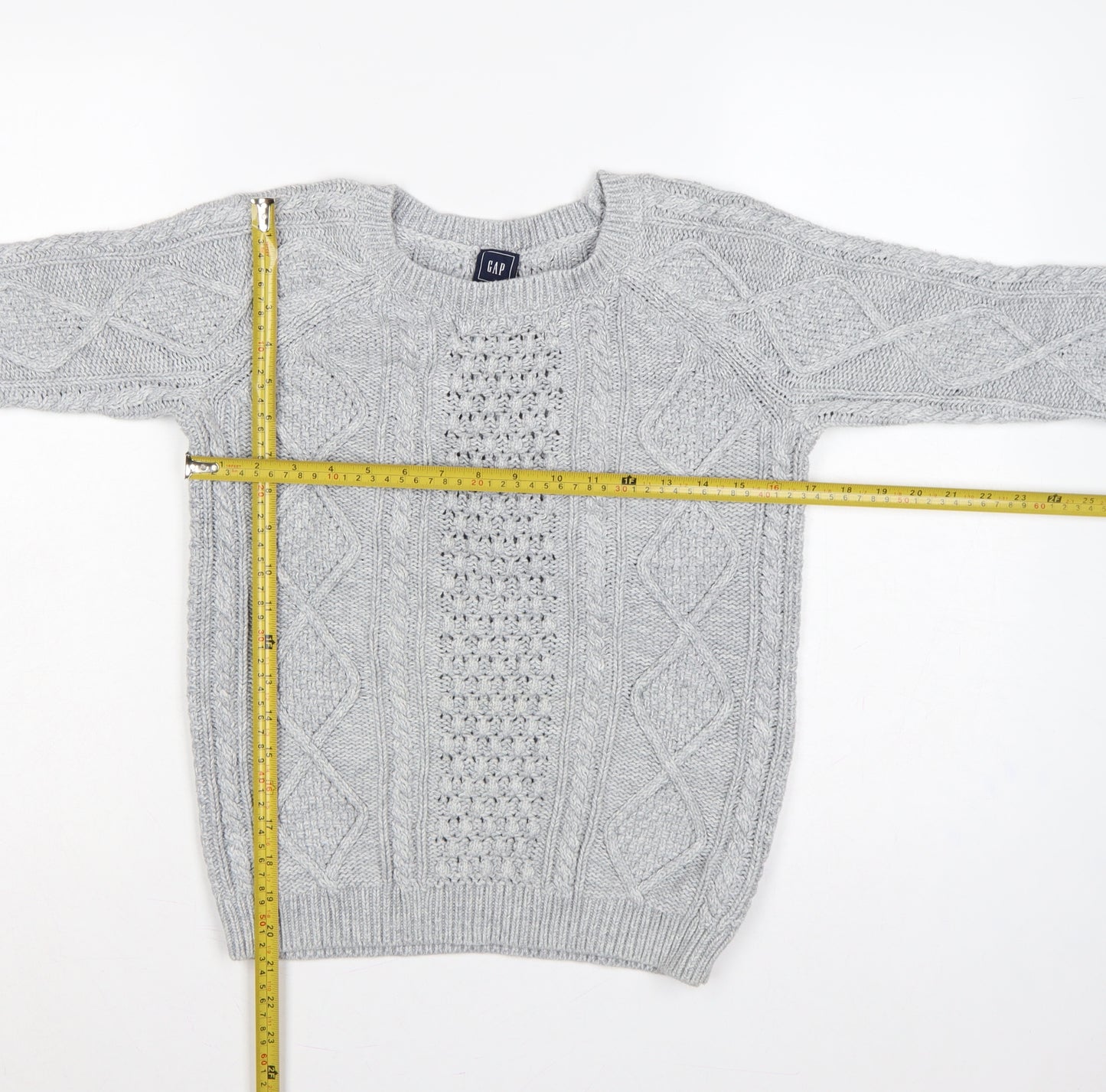 GAP Women’s Grey XS Cable-Knit Cotton Crew Neck Jumper
