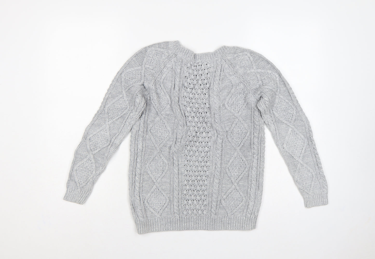 GAP Women’s Grey XS Cable-Knit Cotton Crew Neck Jumper