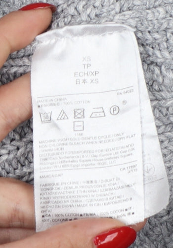 GAP Women’s Grey XS Cable-Knit Cotton Crew Neck Jumper