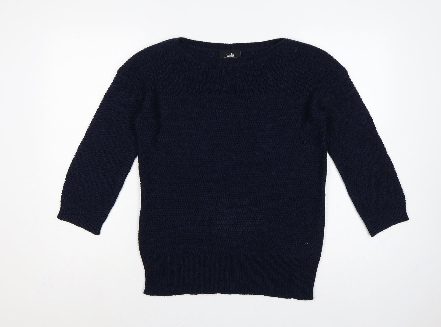 Wallis Women’s Navy Blue S Boat Neck Raglan Knit Pullover Jumper