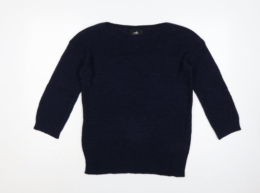 Wallis Women’s Navy Blue S Boat Neck Raglan Knit Pullover Jumper