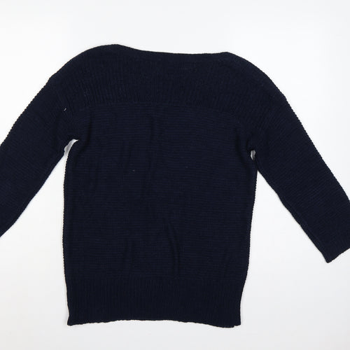 Wallis Women’s Navy Blue S Boat Neck Raglan Knit Pullover Jumper