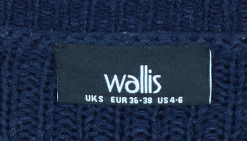 Wallis Women’s Navy Blue S Boat Neck Raglan Knit Pullover Jumper