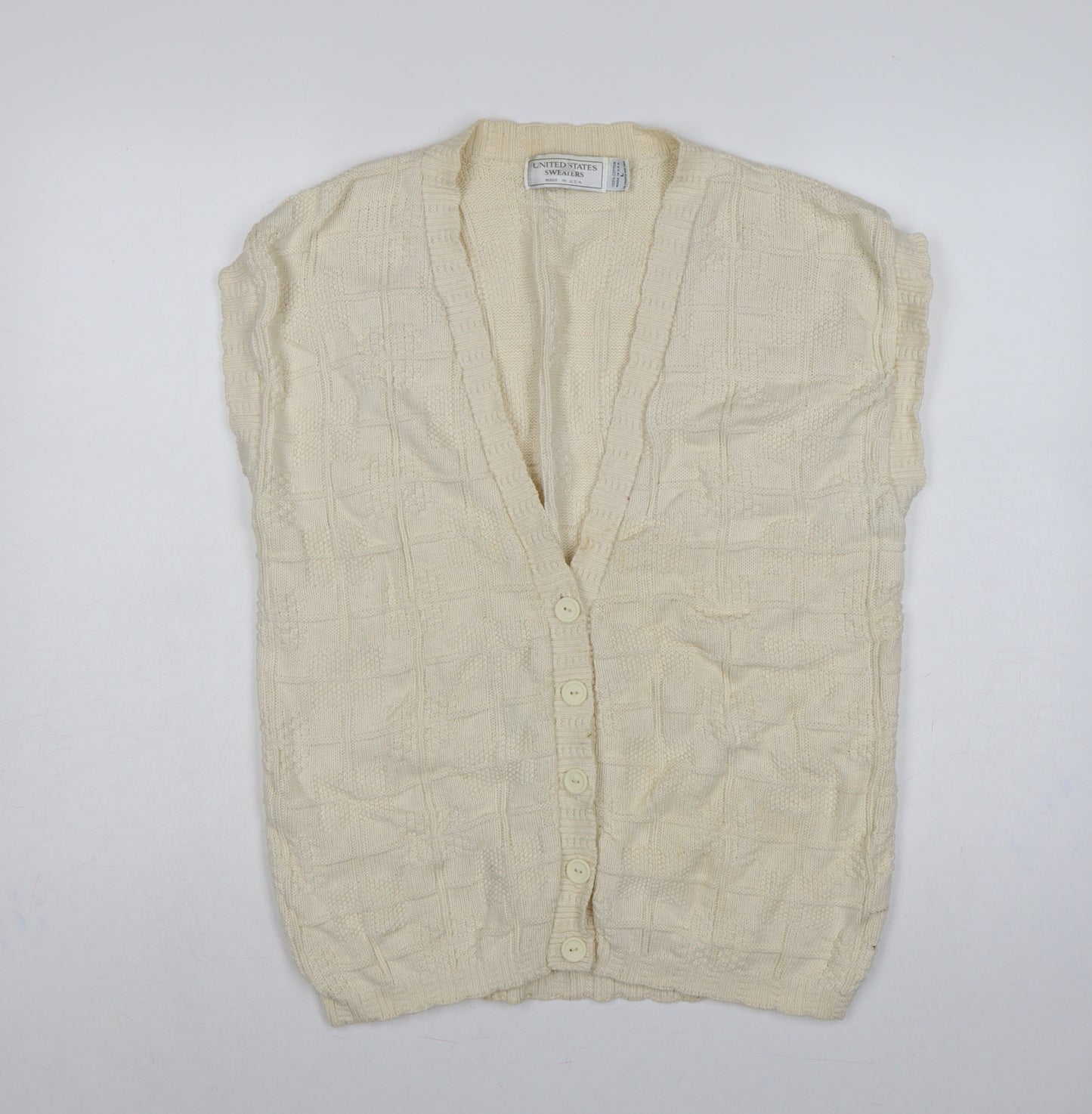 United States Sweaters Women’s Ivory L Cotton Knit Button Cardigan Vest