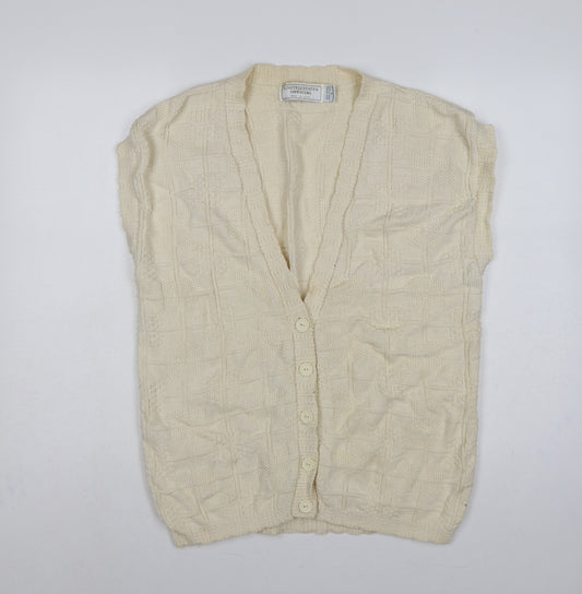 United States Sweaters Women’s Ivory L Cotton Knit Button Cardigan Vest