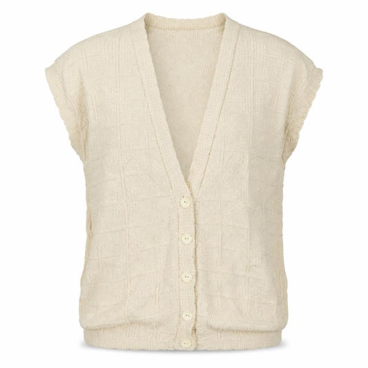 Front view of United States Sweaters Women’s Ivory L Cotton Knit Button Cardigan Vest