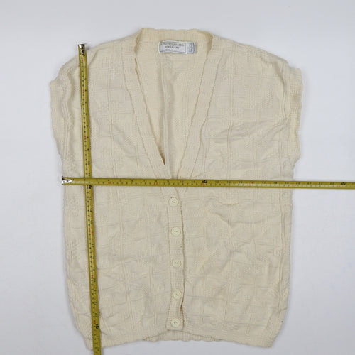 United States Sweaters Women’s Ivory L Cotton Knit Button Cardigan Vest
