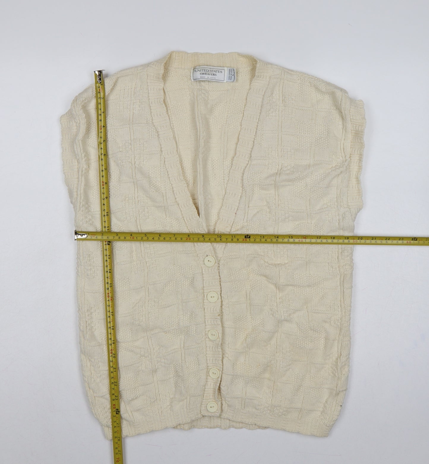 United States Sweaters Women’s Ivory L Cotton Knit Button Cardigan Vest