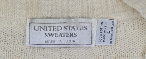 United States Sweaters Women’s Ivory L Cotton Knit Button Cardigan Vest