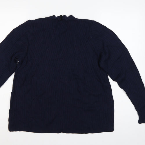 Per Una Women’s Blue UK 18 Rib Knit Button Shoulder Jumper