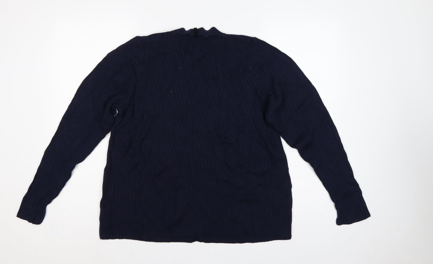 Per Una Women’s Blue UK 18 Rib Knit Button Shoulder Jumper