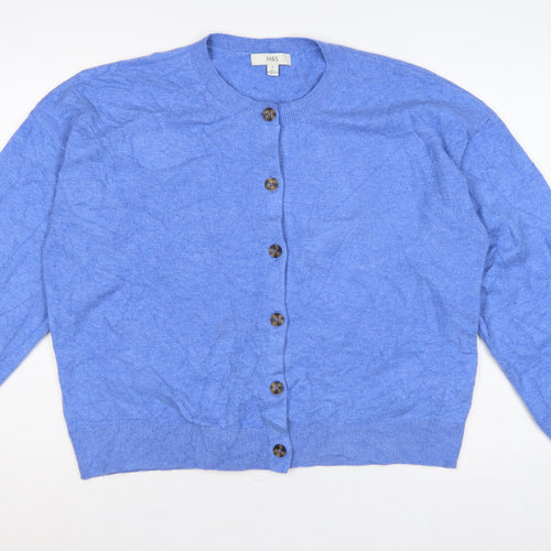 Marks and Spencer Women Blue XL Button Front Knit Cardigan