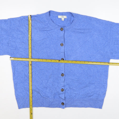 Marks and Spencer Women Blue XL Button Front Knit Cardigan