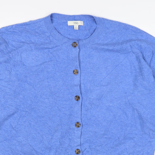 Marks and Spencer Women Blue XL Button Front Knit Cardigan