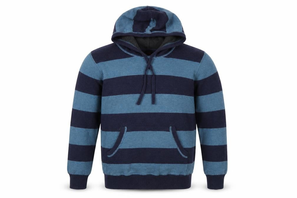 Next Men’s Blue Striped Hooded Pullover Jumper S Cotton Knit