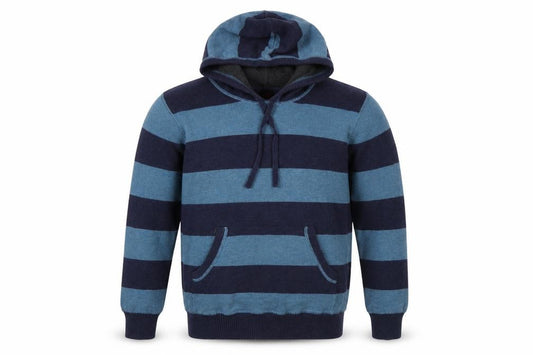 Next Men’s Blue Striped Hooded Pullover Jumper S Cotton Knit