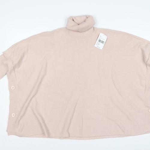 Gerard Women's Pink L Roll Neck Button Side Pullover Jumper