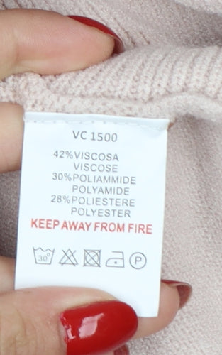Gerard Women's Pink L Roll Neck Button Side Pullover Jumper