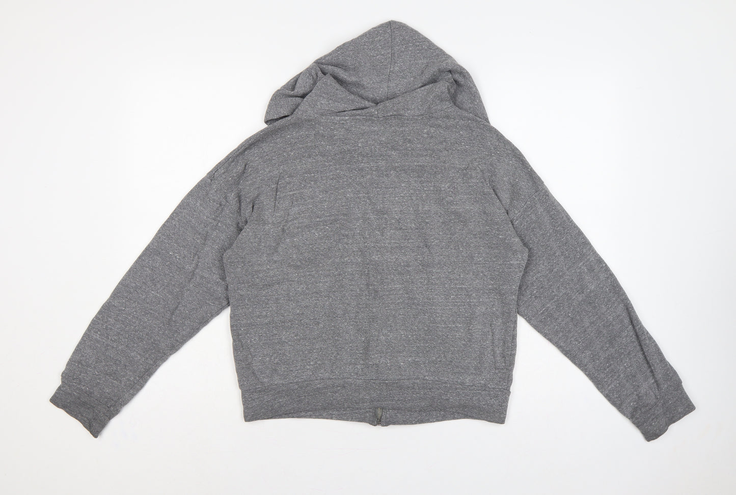 Hollister Women Grey S Full Zip Hooded Logo Fleece Hoodie