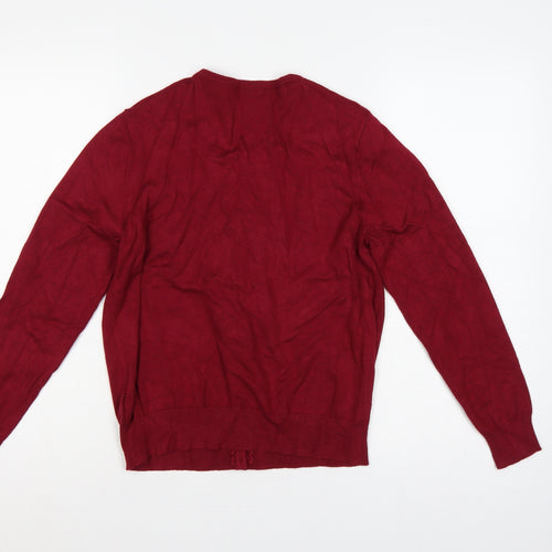 Marks and Spencer Women Red UK 12 Button Knit Beaded Cardigan