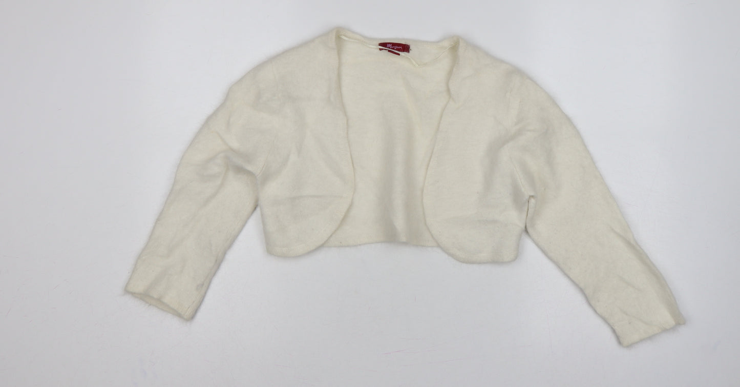 Monsoon Women’s Ivory Angora Blend Open Cardigan UK 14 Long Sleeve