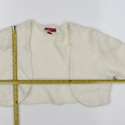 Monsoon Women’s Ivory Angora Blend Open Cardigan UK 14 Long Sleeve
