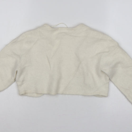 Monsoon Women’s Ivory Angora Blend Open Cardigan UK 14 Long Sleeve