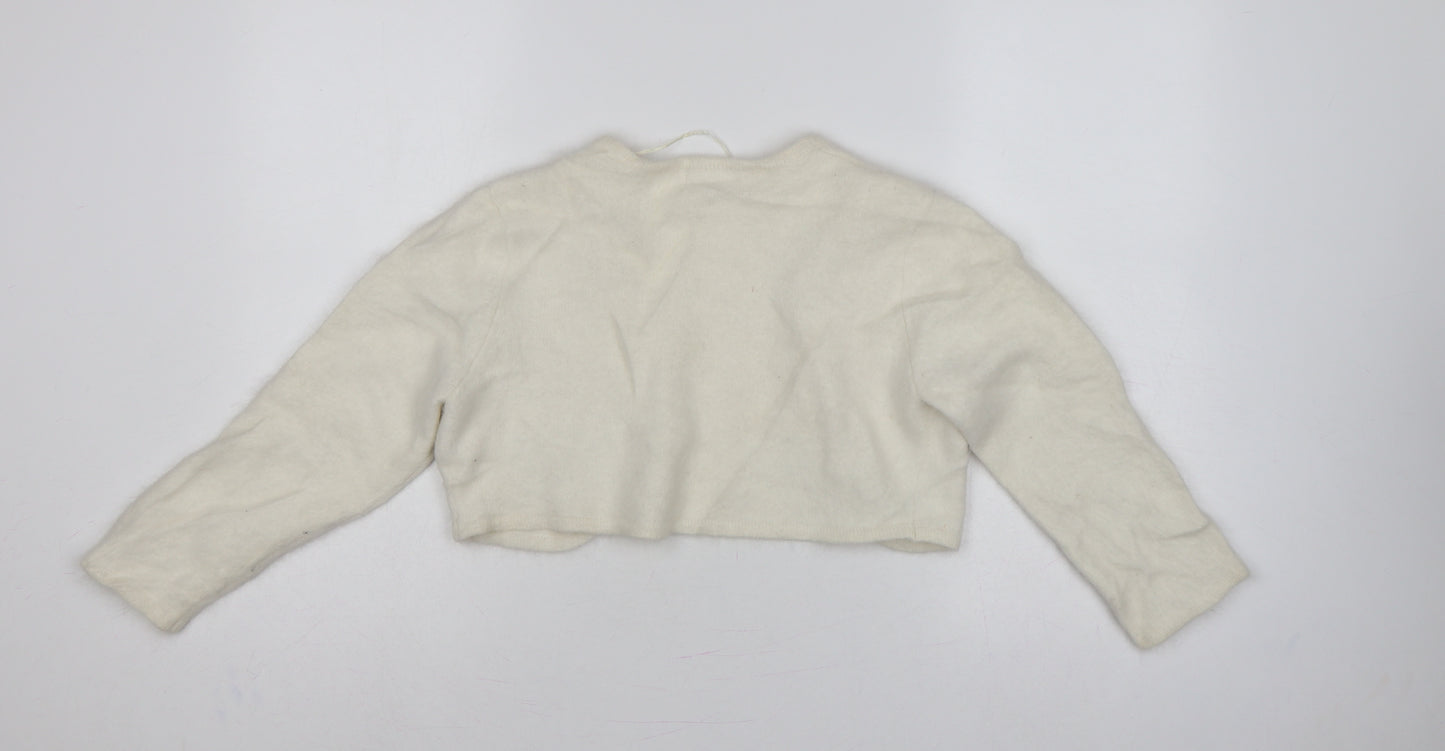Monsoon Women’s Ivory Angora Blend Open Cardigan UK 14 Long Sleeve