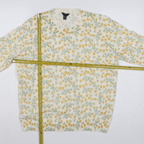 M&Co Women’s Ivory Floral Knit Pullover Jumper UK 20 Cotton
