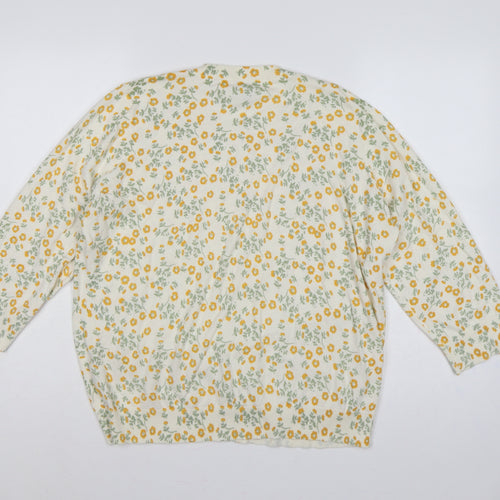 M&Co Women’s Ivory Floral Knit Pullover Jumper UK 20 Cotton