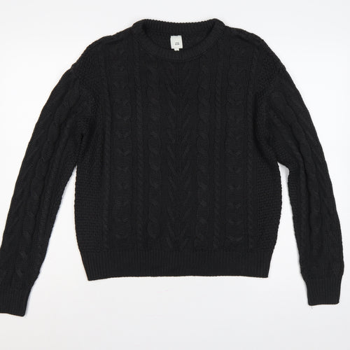 River Island Women Black UK 8 Cable-Knit Crew Neck Pullover Jumper