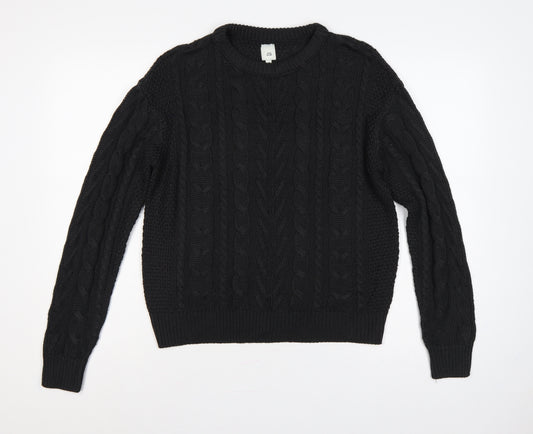 River Island Women Black UK 8 Cable-Knit Crew Neck Pullover Jumper