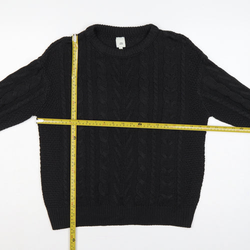 River Island Women Black UK 8 Cable-Knit Crew Neck Pullover Jumper