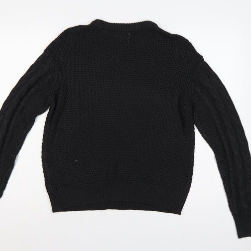 River Island Women Black UK 8 Cable-Knit Crew Neck Pullover Jumper