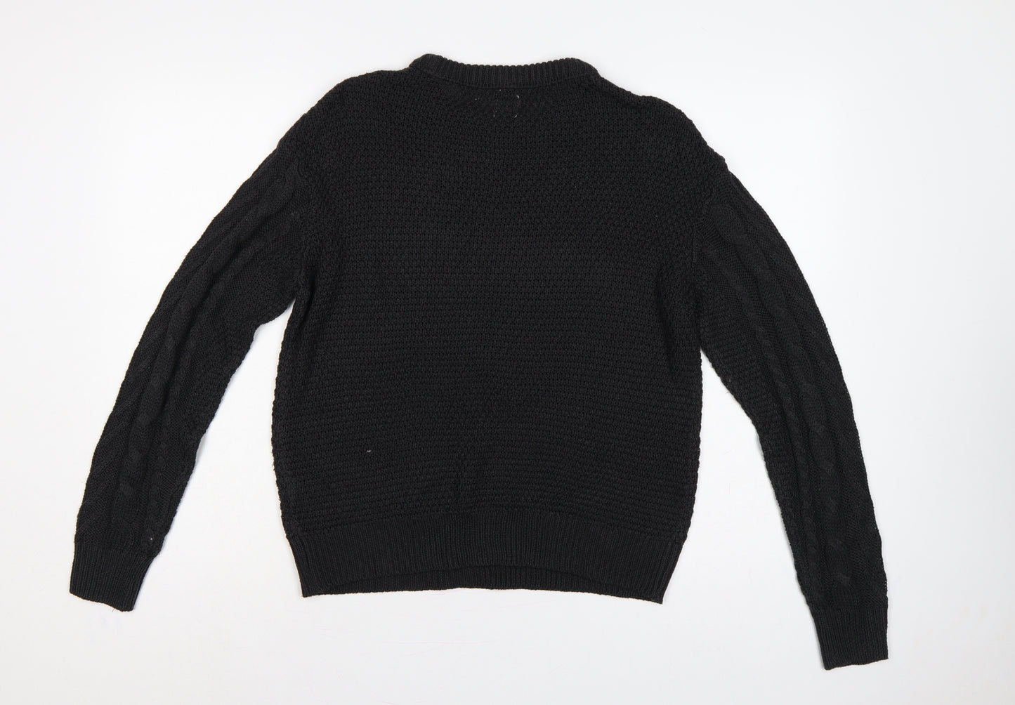 River Island Women Black UK 8 Cable-Knit Crew Neck Pullover Jumper