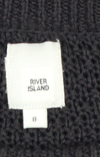 River Island Women Black UK 8 Cable-Knit Crew Neck Pullover Jumper