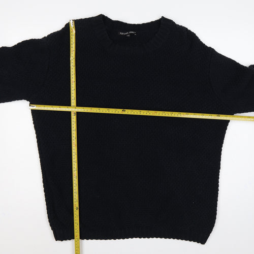 Fletcher Jones Men’s Black 2XL Chunky Knit Cotton Crew Neck Jumper