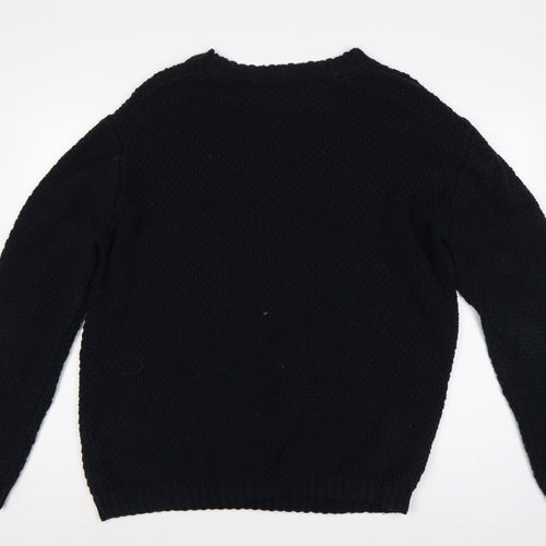 Fletcher Jones Men’s Black 2XL Chunky Knit Cotton Crew Neck Jumper