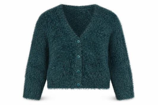 Dorothy Perkins Women Green UK 6 Button Knit Cardigan