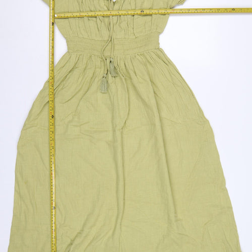 Marks & Spencer Women Green UK 10 Maxi Dress Puff Sleeve Smocked