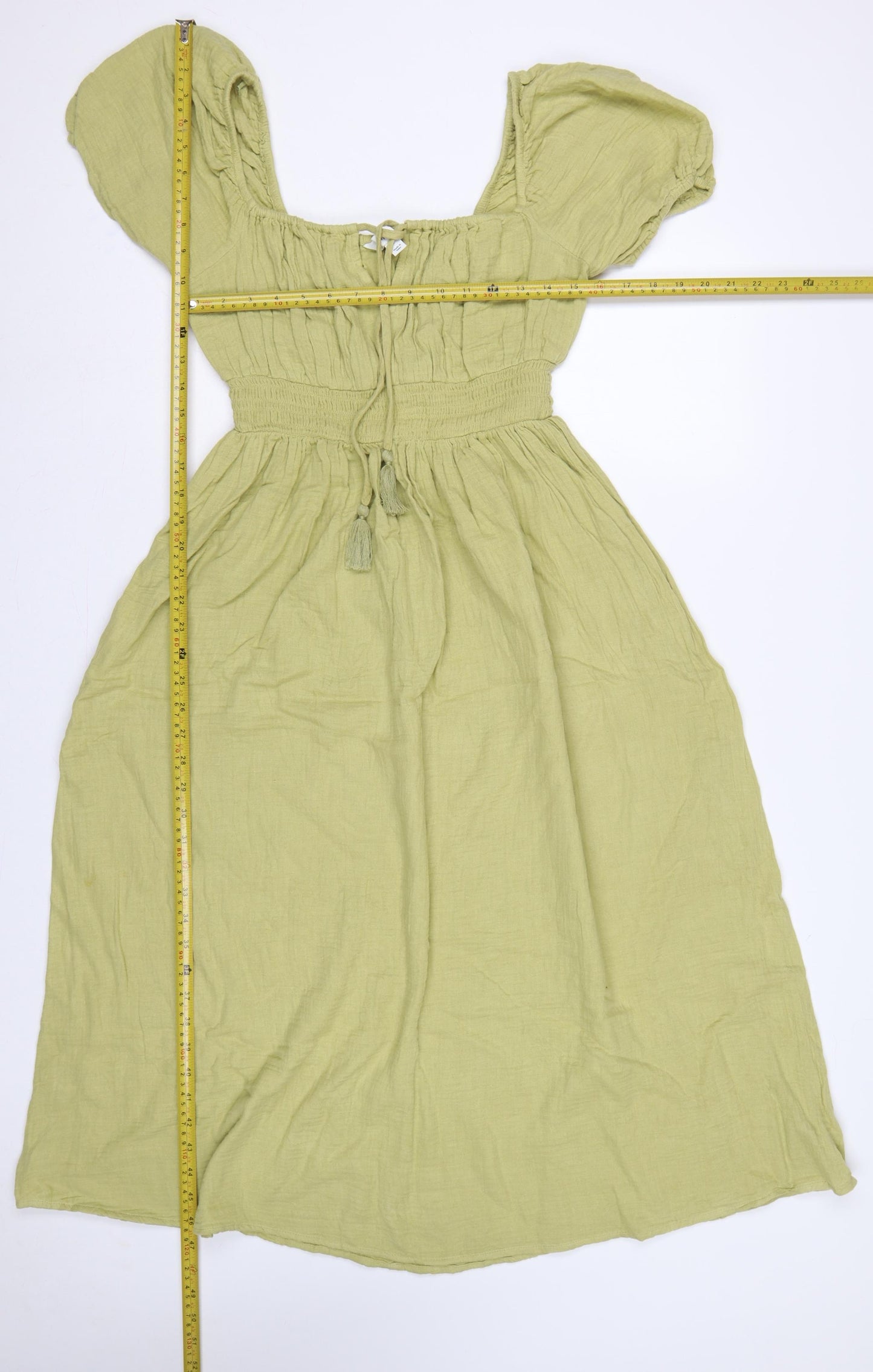 Marks & Spencer Women Green UK 10 Maxi Dress Puff Sleeve Smocked