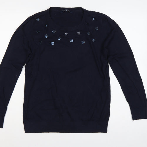 Crew Clothing Company Women's Blue 14 Pullover Sequin Jumper