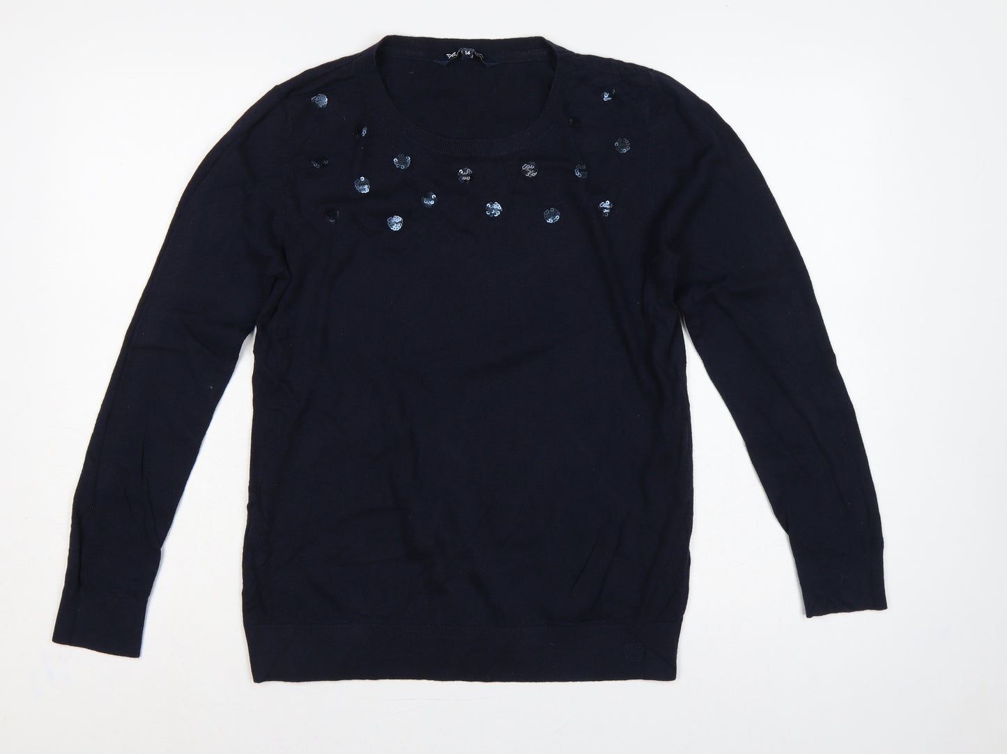 Crew Clothing Company Women's Blue 14 Pullover Sequin Jumper