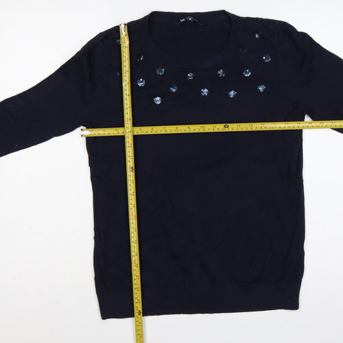 Crew Clothing Company Women's Blue 14 Pullover Sequin Jumper