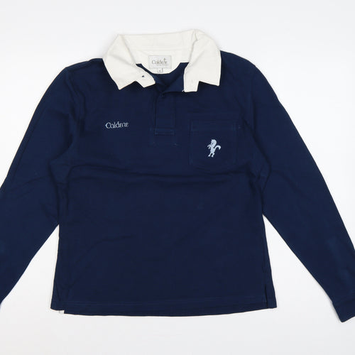 Caldene Men’s Blue M Long Sleeve Cotton Equestrian Rugby Polo Shirt