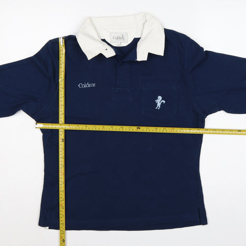 Caldene Men’s Blue M Long Sleeve Cotton Equestrian Rugby Polo Shirt