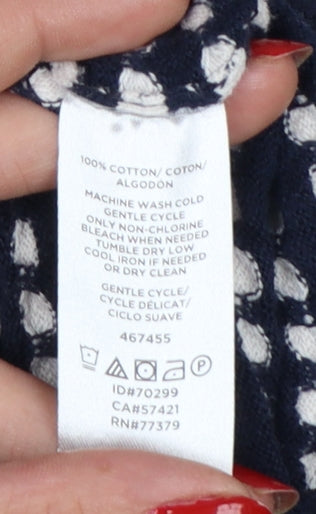 Ann Taylor Factory Women Blue L Full Zip Cotton Striped Cardigan